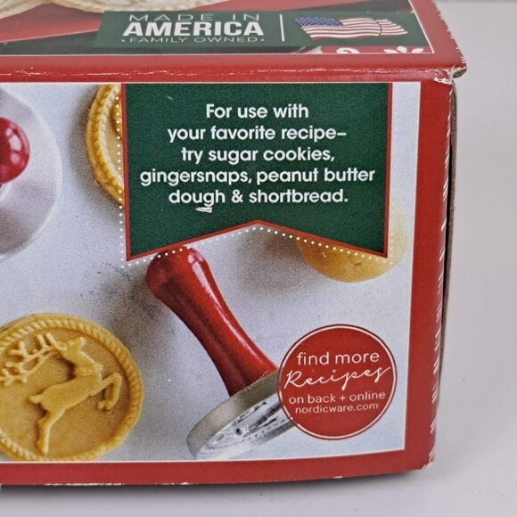 Nordic Ware Yuletide Cookie Stamps Set of 3 Heavy Cast Aluminum EUC - Picture 9 of 14